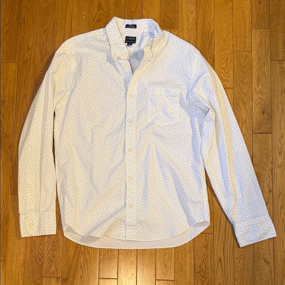 J. Crew White Patterned Button-Down Shirt - image 1